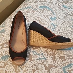 Bass black espadrilles wedges with jute heels